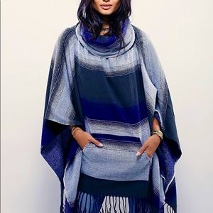 Free People Ombré Striped  Poncho Sweater